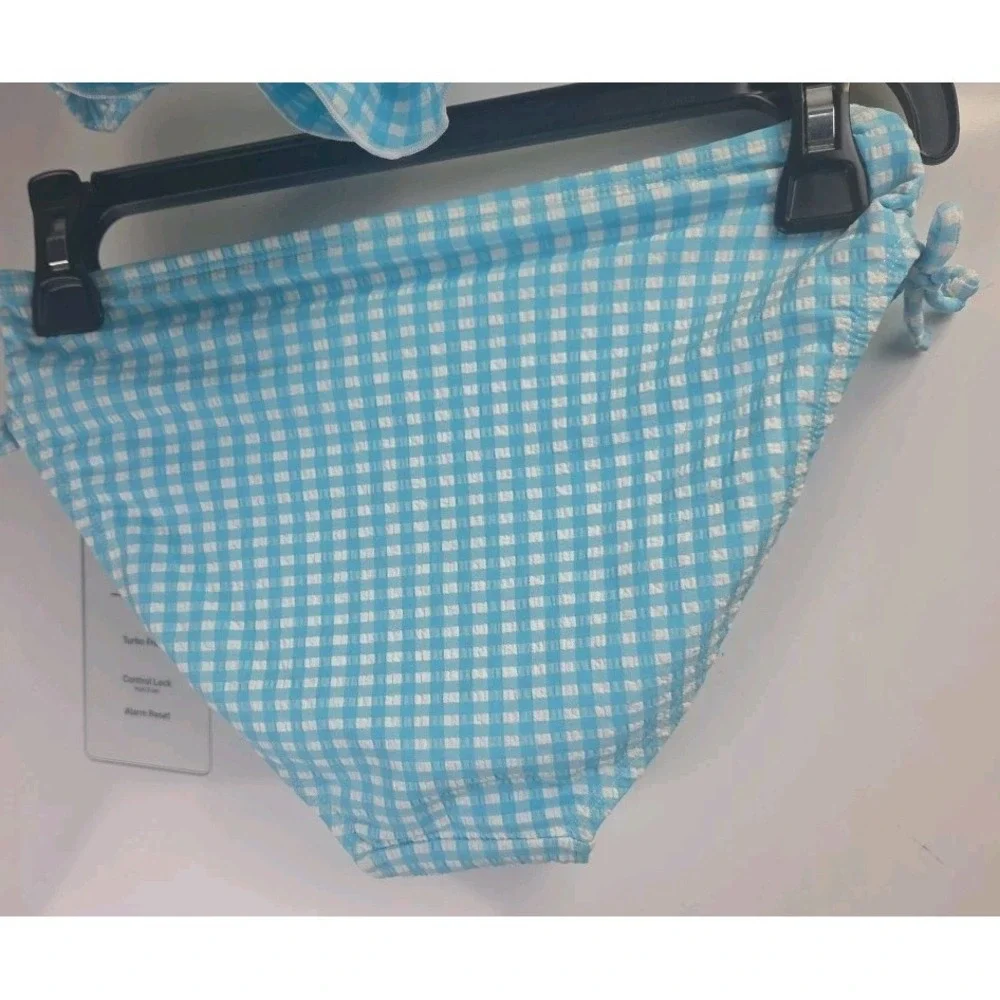 Tommy Bahama Kids Two Piece Swimsuit Gingham Sky Blue Size‎ 14 Ruffles & Ties